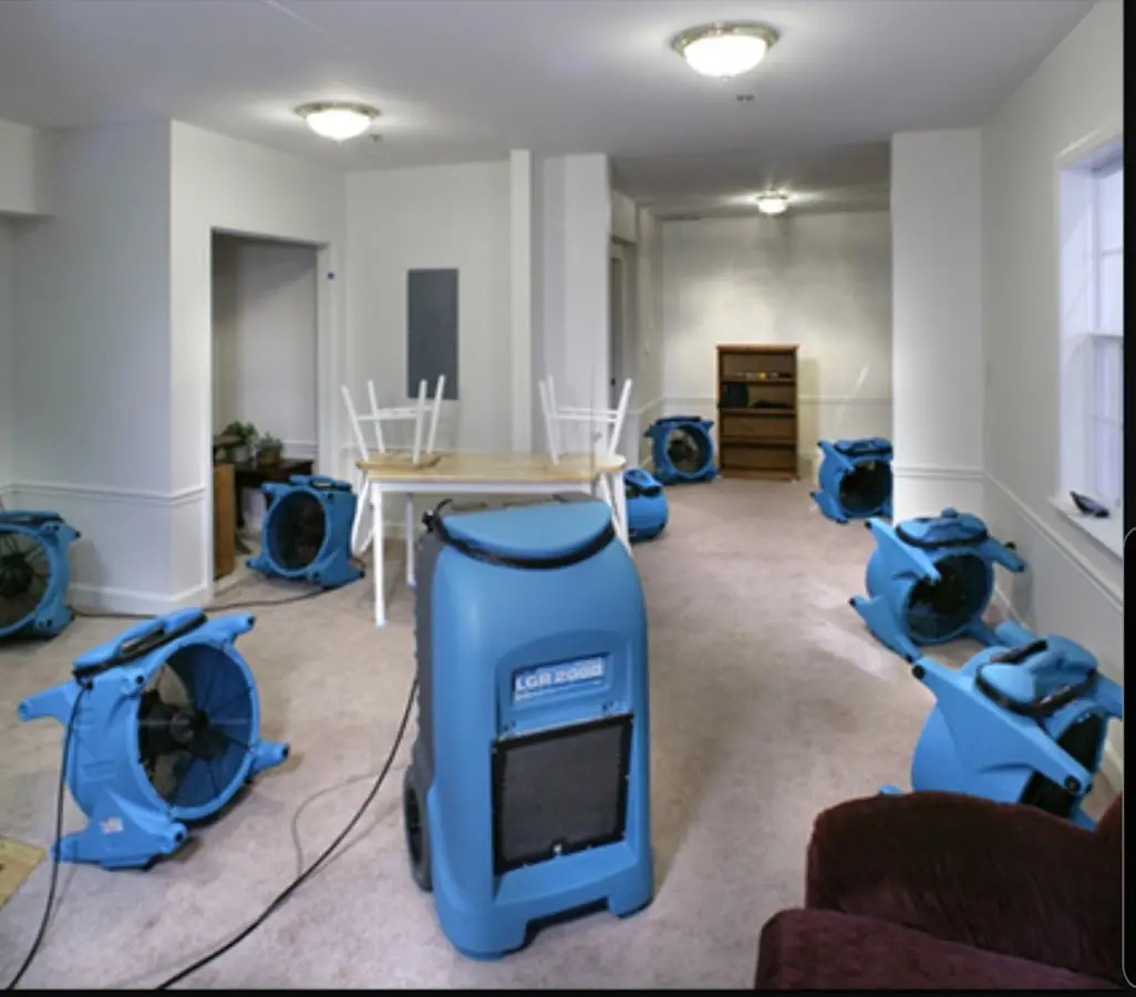 Air movers and dehumidifier setup for Water Extraction & Removal in Littleton